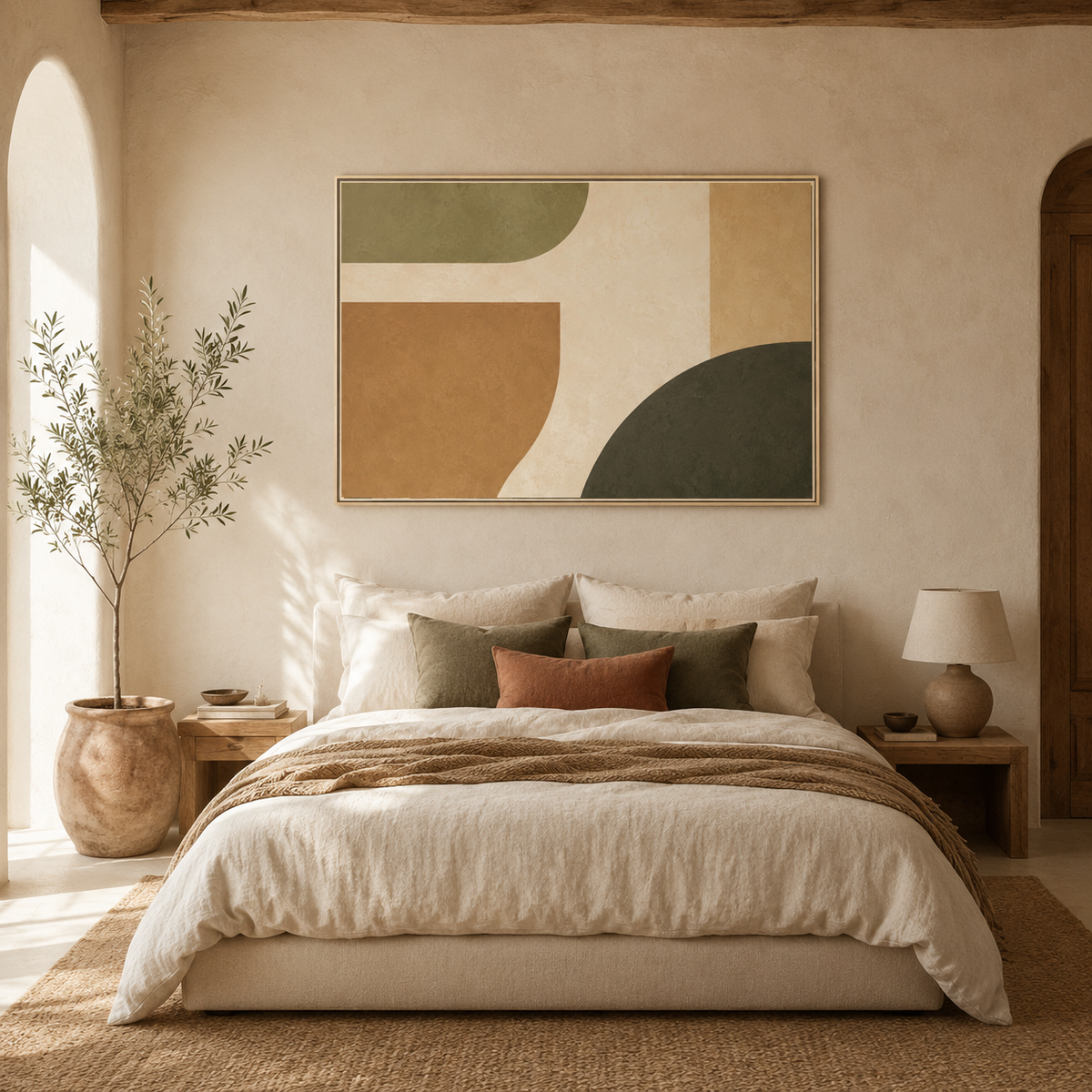 Mediterranean Wall Decor, Olive Green Abstract Wall Art
