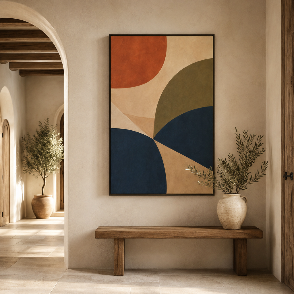 Navy Terracotta Framed Canvas Art