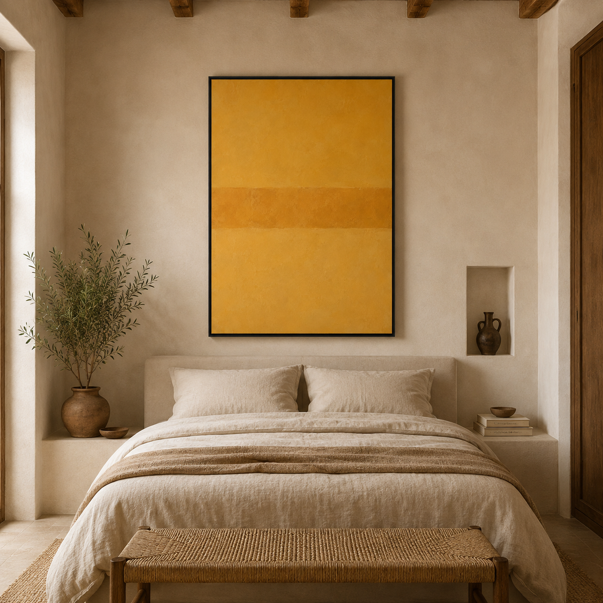 Mustard Yellow Canvas, Framed Abstract Wall Art