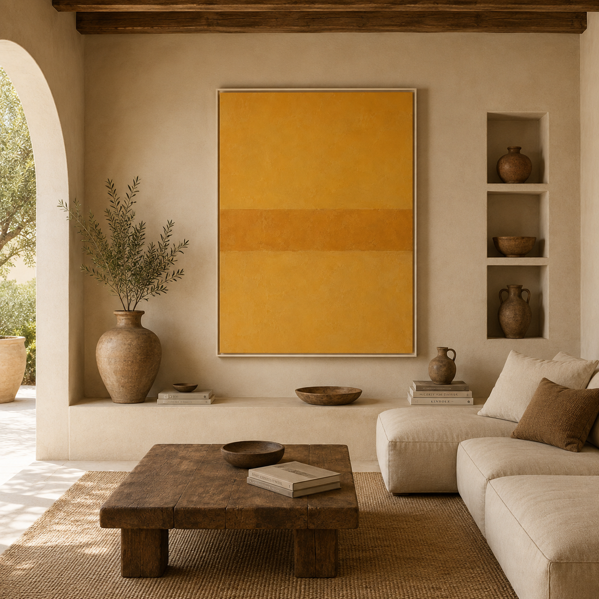 Mustard Yellow Canvas, Framed Abstract Wall Art