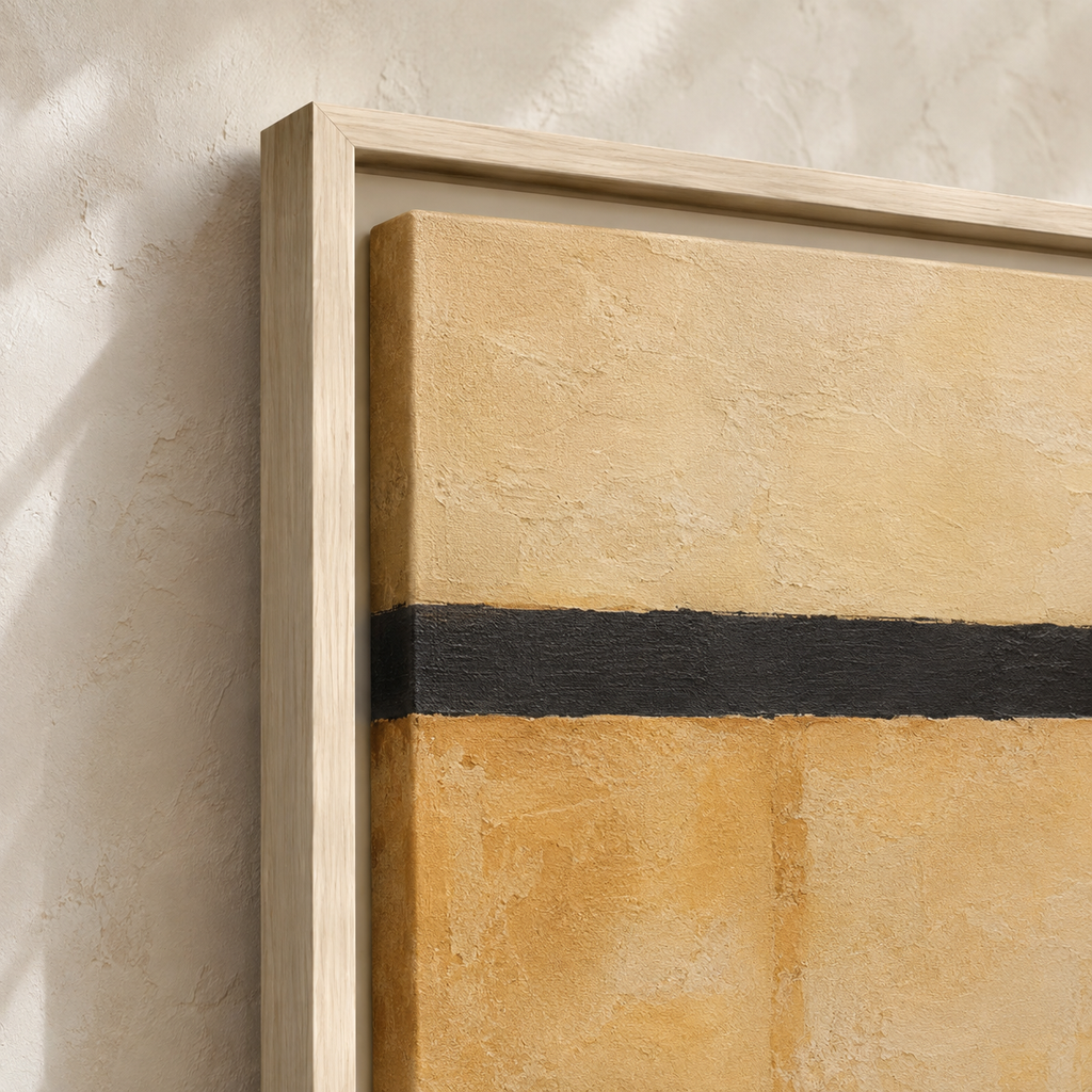 Beige Black Artwork, Modern Minimalist Framed Canvas Art