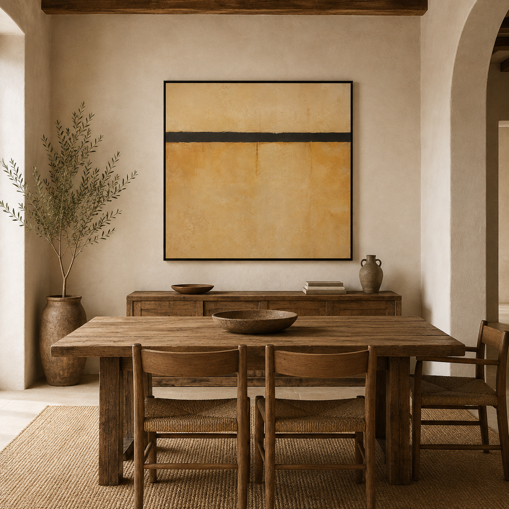 Beige Black Artwork, Modern Minimalist Framed Canvas Art