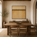 Beige Black Artwork, Modern Minimalist Framed Canvas Art