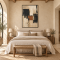 Black Terracotta Framed Canvas Art, Neutral Abstract Painting