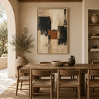 Black Terracotta Framed Canvas Art, Neutral Abstract Painting