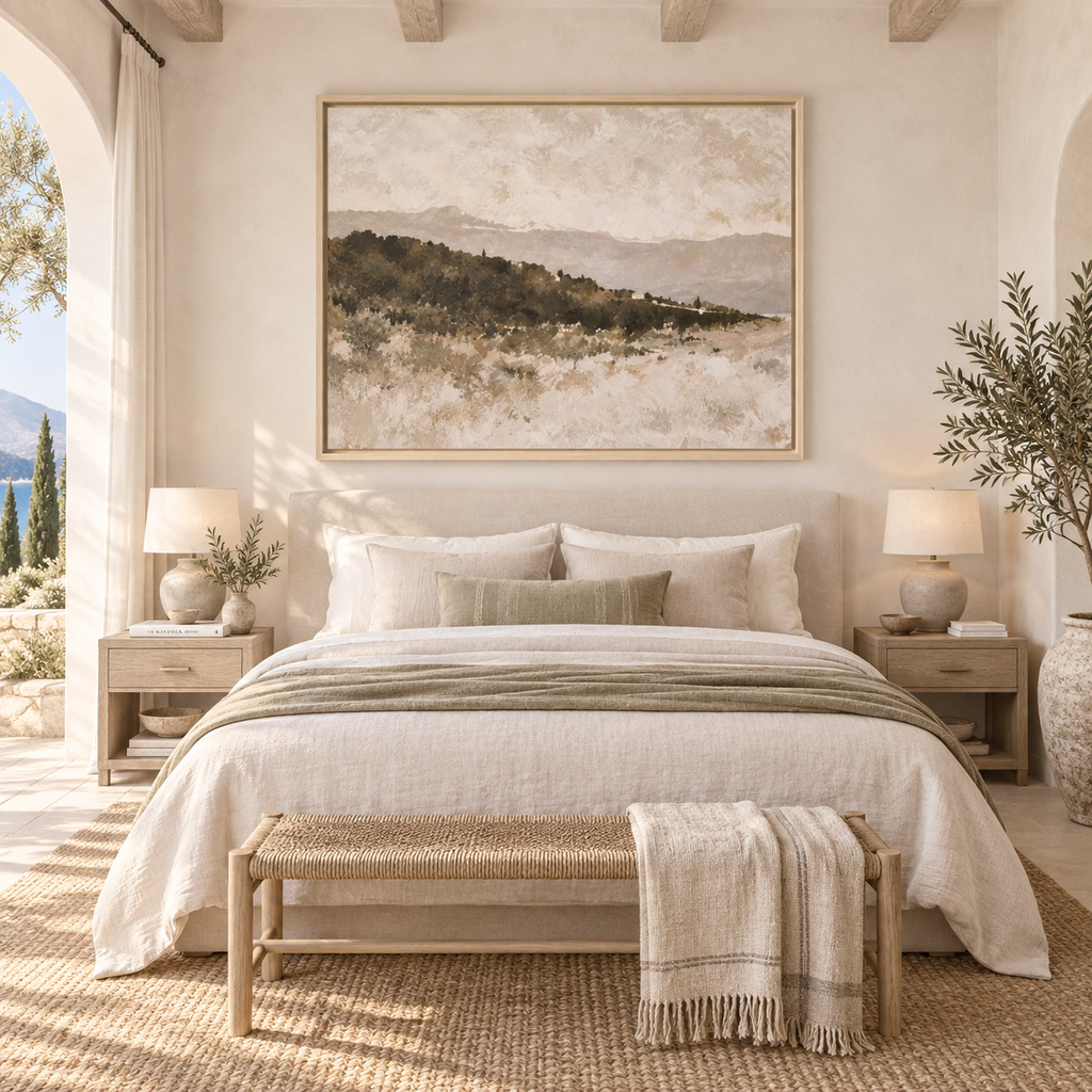 Muted Landscape Art, Neutral Beige Framed Artwork
