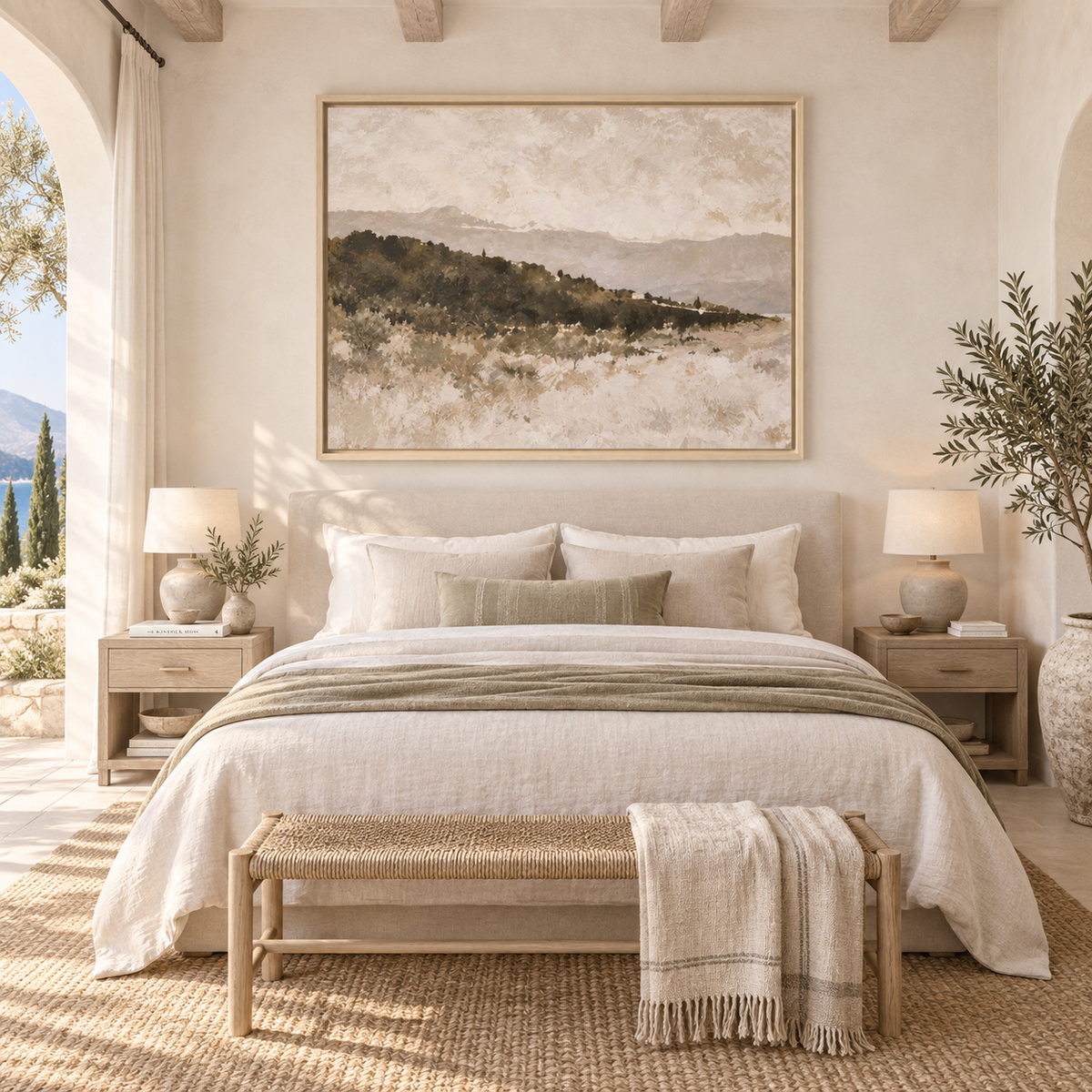 Muted Landscape Art, Neutral Beige Framed Artwork
