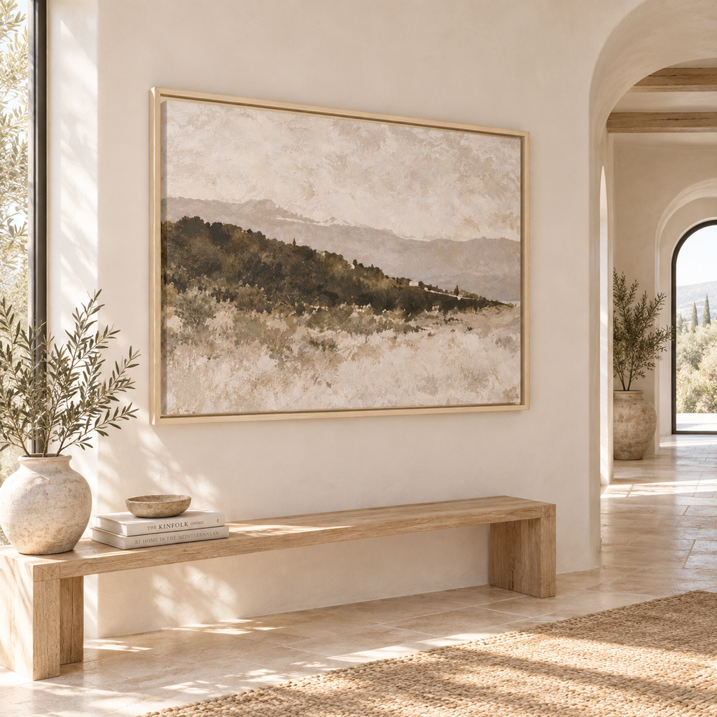 Muted Landscape Art, Neutral Beige Framed Artwork