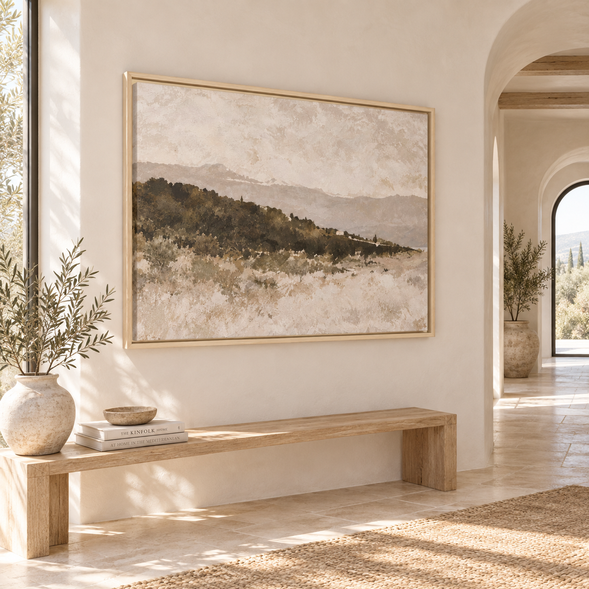 Muted Landscape Art, Neutral Beige Framed Artwork
