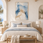 Soft Blue Beige Canvas, Framed Abstract Wall Art