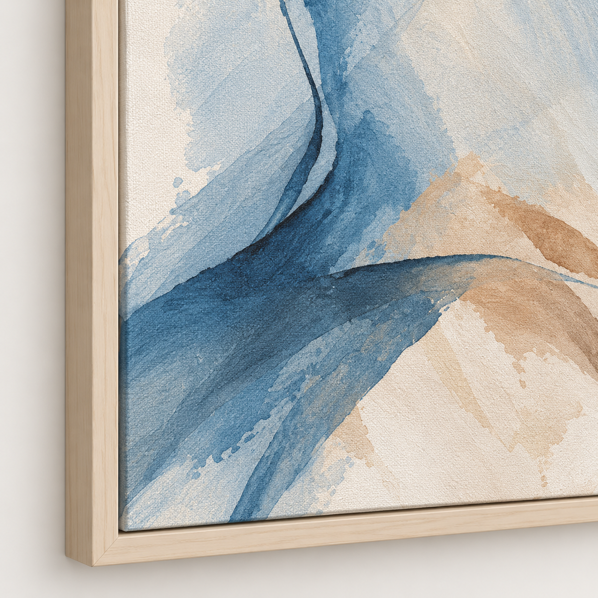 Soft Blue Beige Canvas, Framed Abstract Wall Art