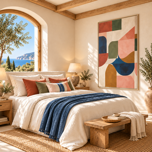 Colourful Geometric Decor, Multicolour Framed Abstract Wall