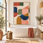 Colourful Geometric Decor, Multicolour Framed Abstract Wall
