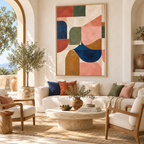 Colourful Geometric Decor, Multicolour Framed Abstract Wall